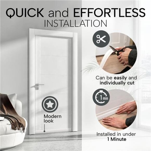 Door Draft Stopper Weather Stripping Seal Soundproof Energy Saving Door Sweep - Picture 5 of 7